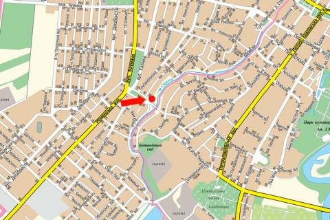 Билборд  в Сумах, 3x6  2-а Набережна вул. р. Стрілки, біля мосту, в бік Кондратьєва вул. схема