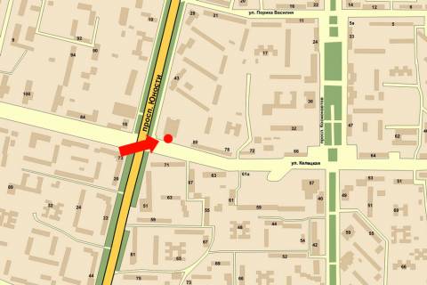 Ситилайт  в Виннице, 1.8x1.2  Келецька вул. / Юності пр., біля супермаркету "Фокстрот", ресторану "McDonald''s" схема