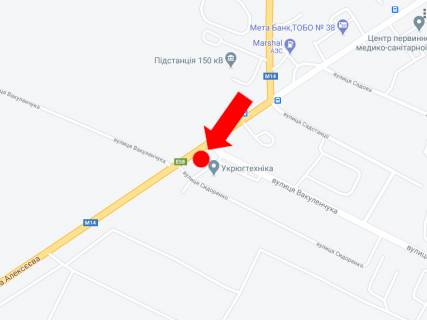 Билборд  в Мелитополе, 3x6  Алексєєва ул.- вул. Вакуленчука, з центру схема