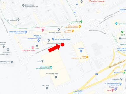 Білборд, Бігборд (Борд)  A у Києві, 3x6  Микільсько-Слобідська вул., 4В, біля МВЦ, в сторону супермаркету Novus, Шептицького вул., До ст. м. "Лівобережна" схема