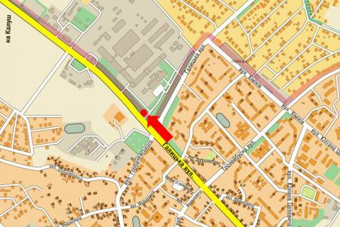 Білборд, Бігборд (Борд)   у Івано-Франківську, 3x6  Калуське шосе / Галицька вул., біля радіозаводу "Карпати" схема