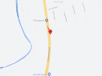 Білборд, Бігборд (Борд)  B у Братське, 3x6  Траса Н-08 Бориспіль-Запоріжжя, км 424+224, до м. Запоріжжя, з м. Дніпро, виїзд з с. Братське схема