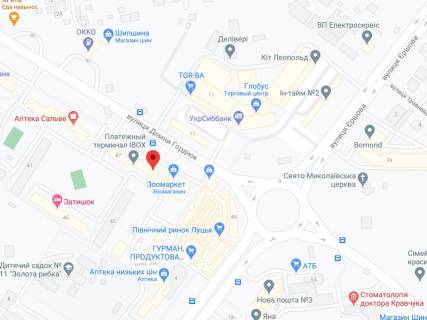 Видеоборд A у Луцьку Гордіюк вул., 47, аптека "Волиньфарм", прайс за ролик 10 сек 1 вихід/5 хвилин, на двосторонньому екрані, від 144 виходів на день. Розрахунок для інших параметрів трансляції уточнюйте у менеджера. - 301432 схема