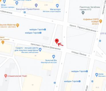 Билборд A в Каменское (Днепродзержинск), 6х3  просп. Свободи - просп. Тараса Шевченка схема