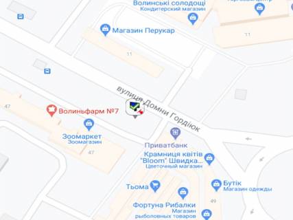 Білборд, Бігборд (Борд)  B у Луцьку Гордіюк вул., 47 схема