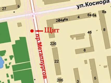 Білборд, Бігборд (Борд)  A у Кривому Розі, 3x6  Металургів пр., 24, парк Хмельницкого, у бік Криворіжсталі (кол. Орджоникидзе) вул. схема