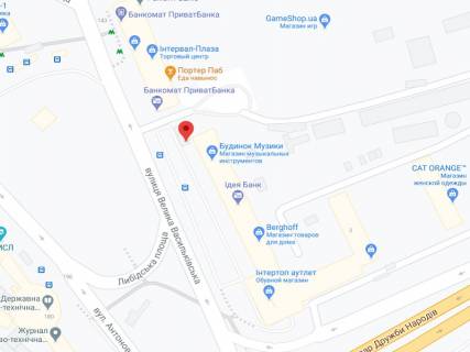 Видеоборд A у Києві Велика Васильківська вул., 145/1, аптека "Вітамін", прайс за ролик 10 сек 1 вихід/5 хвилин, на двосторонньому екрані, від 144 виходів на день. Розрахунок для інших параметрів трансляції уточнюйте у менеджера. - 301202 схема