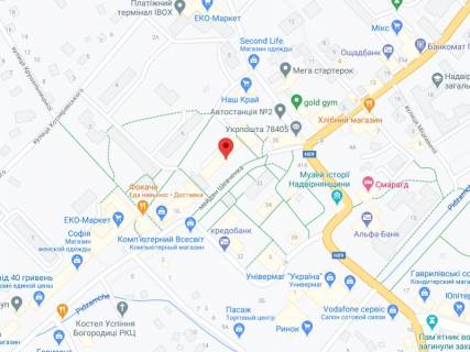 Видеоборд A у Надвірній Шевченка пл., 18а, аптека "Мед Сервіс", №Л016, прайс за ролик 10 сек 1 вихід/5 хвилин, з 8:00-22:00. Розрахунок для інших параметрів трансляції уточнюйте у менеджера. - 326636 схема