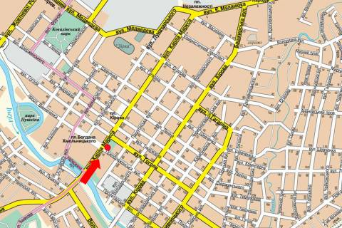 Ситилайт  в Кропивницкий (Кировоград), 1.8x1.2  В. Перспективна вул. (кол. Маркса вул.) / Преображенська вул., парк ім. Шевченка схема