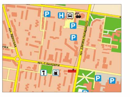 Билборд B в Ровно Галицького вул. - Бандери вул. схема