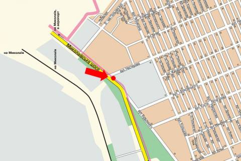 Билборд  в Херсоне, 3x6  Миколаївське шосе / Нестерова вул., в центр (флажок) схема