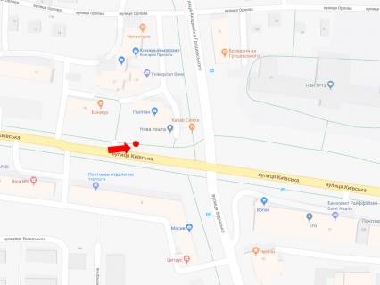 Ситилайт  в Ровно, 1.8x1.2  Київська вул., зупинка "Школа №12", біля ОЦ "Політон", з центру, В2 схема