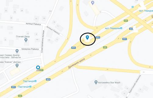 Білборд, Бігборд (Борд)  A у Дніпро (Дніпропетровськ) Донецьке шосе - Передова вул., На розділовій смузі схема