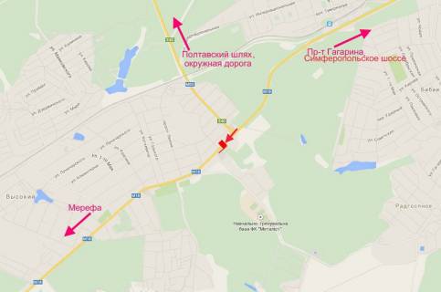 Билборд B в Высоком, 3x6  Сімферопольське шосе - с. Високий, пост ДАІ, біля АЗС "Б-сеть", (1), виїзд з міста схема