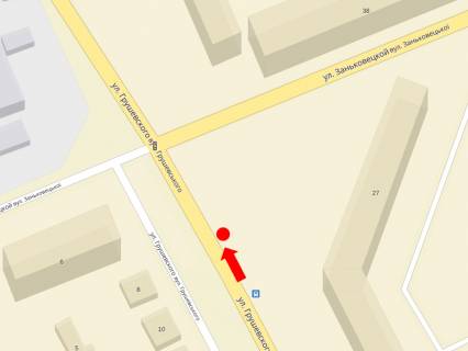 Білборд, Бігборд (Борд)  A у Ужгороді, 3x6  Грушевського вул., 29 / Заньковецької вул., в бік Капушанської вул. схема