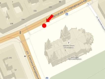 Ситилайт  в Львове, 1.8x1.2  Городоцька вул., 102, з центру схема