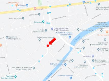 Білборд, Бігборд (Борд)  A у Харкові, 3x6  Б. Гончарівська вул., 13 - Сімферопольський пров., в сторону вул. Семінарської схема