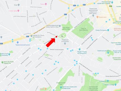 Ситилайт A в Львове, 1.8x1.2  Митрополита Андрея вул. - вул. Шептицьких, роздільник, район Політеху, в сторону пл. Святого Юра схема
