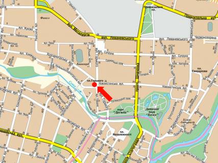 Скролер, Скрол B у Сумах, 2.3x3.14  Горького вул., 23 / Новомістенська вул., центр, Палац Культури ім. Фрунзе - 470997 схема