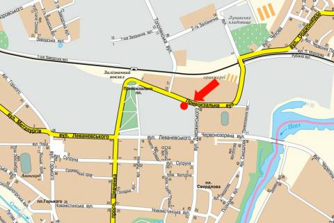 Билборд B в Сумах, 3x6  Привокзальна вул. - Троїцька вул. схема