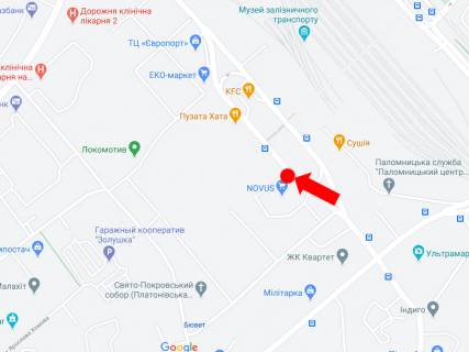 Бэклайт  в Киеве, 2.3x3.14  Кирпи 5-Б, біля супермаркету Novus, McDonald's, навпроти Південного залізничного вокзалу, в бік пр. Повітрофлотського схема