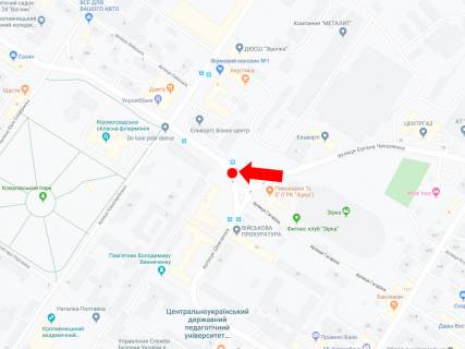 Билборд A в Кропивницкий (Кировоград), 3x6  Чикаленка вул. - Шевченка вул., 1, Державний Педагогічний Університет схема