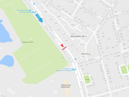 Билборд A в Харькове, 3x6  Клочківська вул., 334, в центр схема