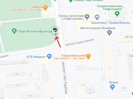 Билборд A в Кременчуге Українки пр. (колиш. 50-років. Октября Пр.) - Героїв України вул., верхній схема