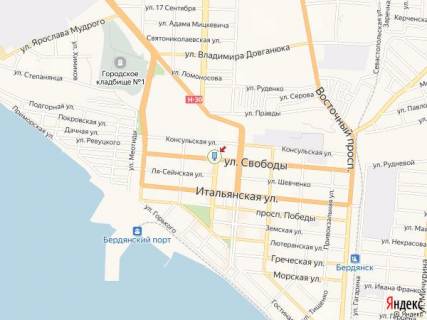 Білборд, Бігборд (Борд)  A у Бердянську Свободы ул., 36/18 - Труда пр. схема