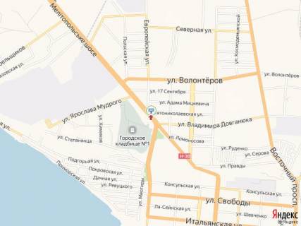 Билборд A в Бердянске Мелитопольское шоссе, 22 - Святониколаевская ул. схема