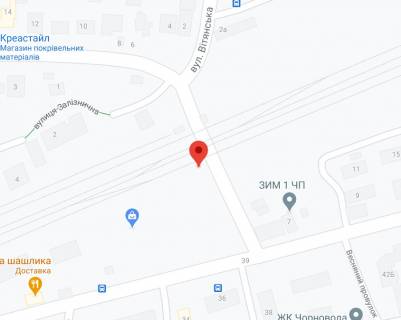 Билборд A в Вишневое Украинки ул. - Черновола ул., ж/д переезд, первый от переезда схема