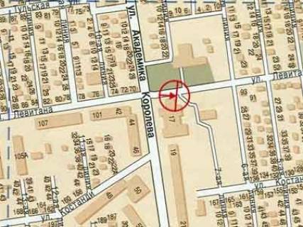 Билборд + в Одессе, 3x6  Левітана вул., сквер Корольова схема