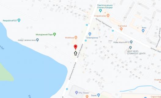 Білборд, Бігборд (Борд)  B у Хмельницькому, 3х6  вул.Рибалка (пляж) схема