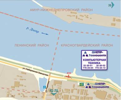 Билборд A в Днепр (Днепропетровск), 6х3  вул.Наб.Заводська, 9 схема