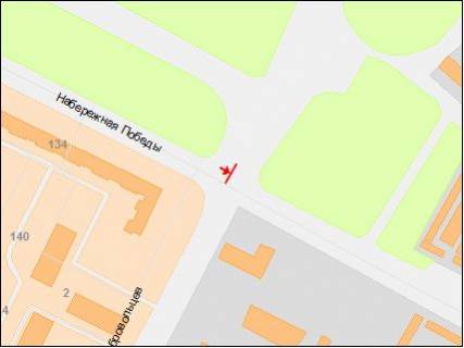 Білборд, Бігборд (Борд)  B у Дніпро (Дніпропетровськ), 6х3  вул. Набережна Перемоги, 134 -пров. Добровольців схема