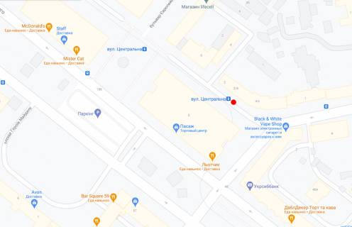 Нестандарт A у Дніпро (Дніпропетровськ), 0,73х2,00(перф)  Вул.Центральна, біля буд.2/4, навпроти ТЦ ПАССАЖ схема