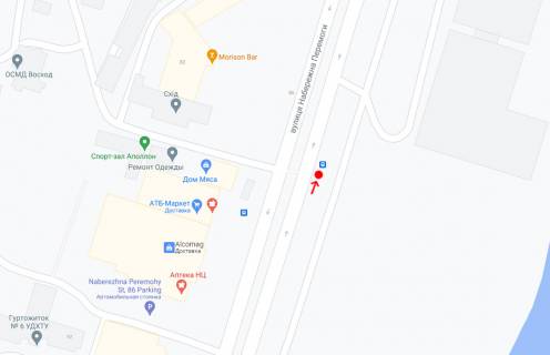 Нестандарт A в Днепр (Днепропетровск), 0,98х1,98  Вул.Набережна Перемоги, навпроти буд.86 Д схема