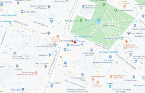 Нестандарт A в Днепр (Днепропетровск) Пр.Лесі Українки (пр.Пушкіна), біля буд.21 схема