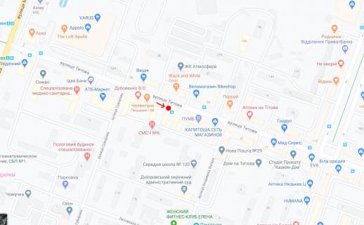 Нестандарт A у Дніпро (Дніпропетровськ), 0,8х1,50 (перф)  Вул.Титова, біля буд.27 схема