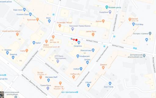 Нестандарт A в Днепр (Днепропетровск), 0,75х1,68 (перф)  Вул.Глінки, біля буд.17 схема