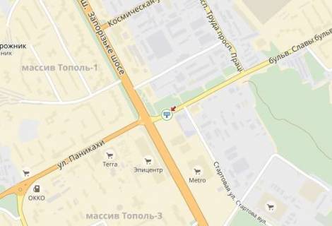 Билборд B в Днепр (Днепропетровск), 6х3  вул.Панікахи, 1, біля "АТБ-маркет", заїзд з Запорізького шосе, до центру схема