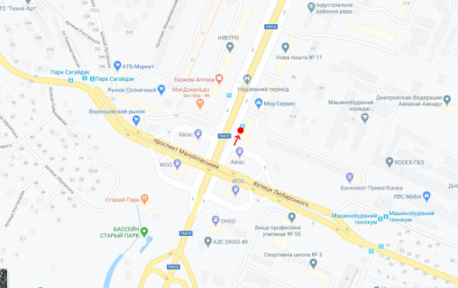 Нестандарт A в Днепр (Днепропетровск) Пр.Слобожанський, біля буд.4 схема