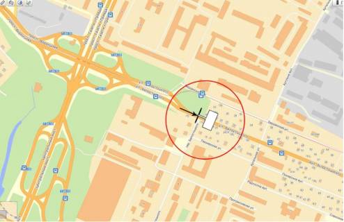 Билборд A в Днепр (Днепропетровск), 6х3  вул.Любарського (колишня Білостоцького), з центру (буд.№10) схема
