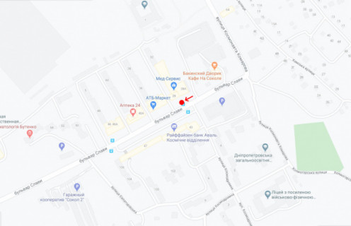 Нестандарт A в Днепр (Днепропетровск) Бульв. Слави, біля буд.28 схема