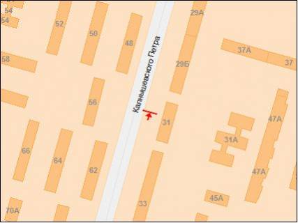 Билборд A в Днепр (Днепропетровск), 5,9х2,9  вул.Петра Калнишевського, 31 схема