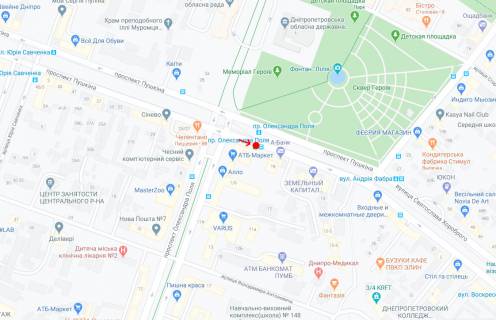 Нестандарт A в Днепр (Днепропетровск), 0,85х1,85  Пр.Лесі Українки (пр.Пушкіна), біля буд.21 схема
