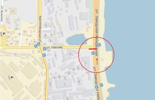 Билборд  в Днепр (Днепропетровск) вул.Наб.Заводська - вул.Павлова схема