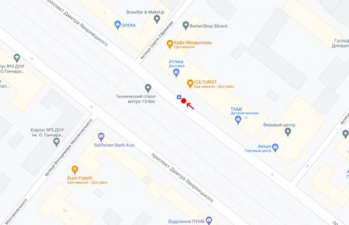 Нестандарт A в Днепр (Днепропетровск), 0,75х1,98(перф)  Пр.Дмитра Яворницького, біля буд.26, неподалік візового центру схема