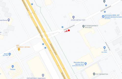 Нестандарт A в Днепр (Днепропетровск), 1,17х1,97  Вул.Панікахи, біля буд.7, після з'їзду з Запорізького шосе схема