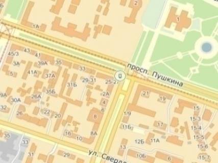 Сiтiлайт  у Дніпро (Дніпропетровськ) пр.Пушкіна, 25/27, перехрестя пр. О. Поля і пр.Пушкіна, зупинка схема